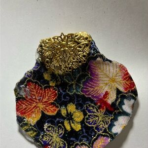 Gold Floral Fabric  - trinket dish